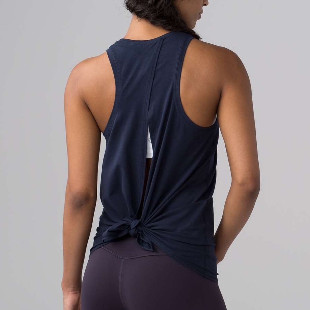 Tie back tank navy lululemon criss cross